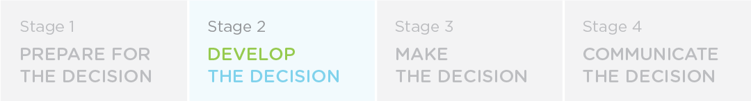 Decision-making process problems occurred at Stage 2 Develop the decision.