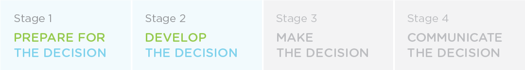 Decision-making process problems occurred at Stage 1 Prepare for the decision, and Stage 2 Develop the decision.